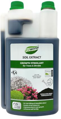 Ecoworm Soil Extract for Trees & Shrubs 1L – Organic Liquid Tree Fertiliser & Root Growth Booster from Worm Castings (makes 200L feed)