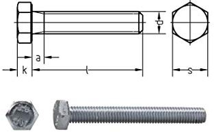 Dresselhaus 0/0222/001/12,0/30/ /01 Sechskantschrauben 8.8 mit Gewinde bis Kopf DIN 933, M 12 x 30, galv. verzinkt, 100 Stück