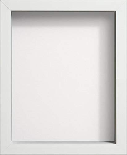 Frame Company Radcliffe White Box Frame, White Backing, 14x11 | Fits a 14x11 photo, 33mm usable depth, Overall approx 39.6x31.9cm, Real Glass Front