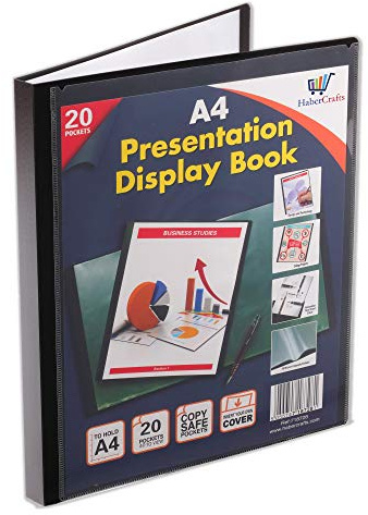 Libro expositor de carpeta de certificado A4, 20 bolsillos de plástico, carpeta de presentación con fundas de plástico, carpeta de Poly (tamaño A4, 20 bolsillos, 40 vistas, 3 libros de exhibición)