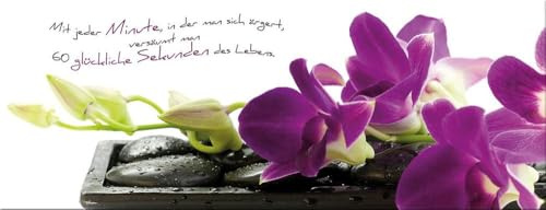 artissimo Bild aus Glas 80x30 cm Spruch AG1908A – modernes Glasbild Orchidee Wandbild Querformat, Wanddeko Wohnzimmer, lila grün, Wellness modern