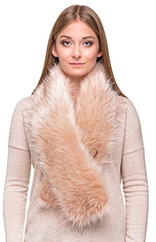 Futrzane Classic Schal - Pelz Schal Damen - Winter Fellkragen Lang Fellschal (Elfenbein Classic)