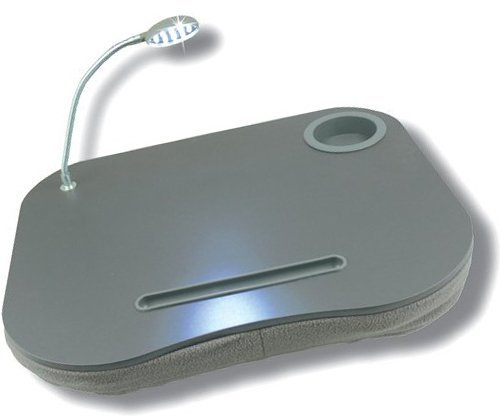 CostMad Portable Lap Notebook Laptop Computer Desk Table Cushion Tray with Light Lamp Lamp & Drink Holder for up to 15.4 (Grey)