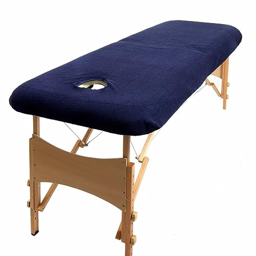 Klassischer Bezug für Massageliege, „Aztex“von TowelsRus, mit Gesichts-Aussparung, blau