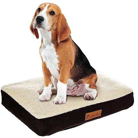 Ellie-Bo Hundebett für Innen, Matratze weich und waschbar, Bezug aus Kunst-Velours und Schaffell, Füllung: Polyesterfaser, für 107-cm-Hundekäfig, Größe XL: 100 x 66 x 10 cm, in Schwarz und Weiß