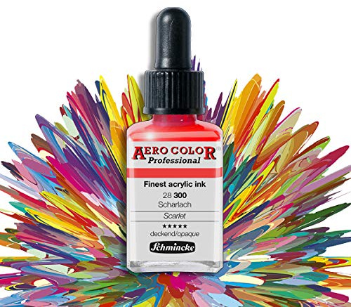 AIRBRUSH FARBEN, FARBE SET f. AIRBRUSH KOMPRESSOR, AIRBRUSH PISTOLE, AERO COLOR Professional - Ideal für Nail Art - GEIGNET auch für MODELLBAU usw. (Scharlach - 28 300)