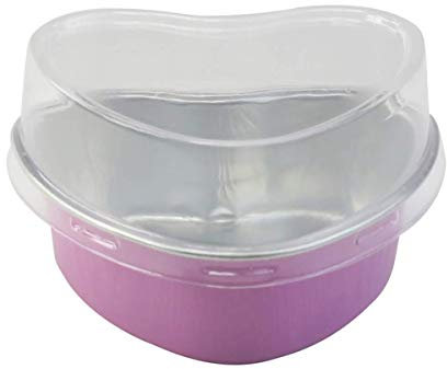 KitchenDance Einweg-Aluminium-Backförmchen mit Deckel, herzförmig, 100 Stück und 100 Deckel (Pink)