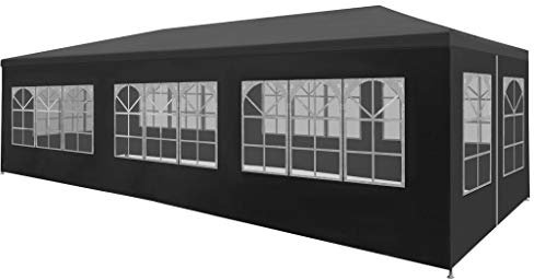 Festnight Partyzelt Pavillon 3 x 9 m Grau Gartenzelt Gartenpavillon Bierzelt, UV- und Wasserbest?ndig