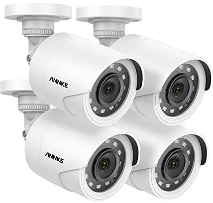 ANNKE Kit Sistema di Sorveglianza CCTV con Videoregistratore, Telecamera di Sicurezza Esterna Analogica 1080P, Visione Notturna a Colori, Impermeabile IP67