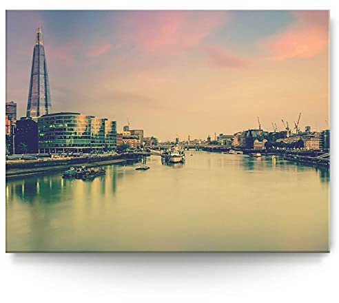 BilderKing Wandbild London Themse - 200cm x 150cm Leinwand auf 4cm Keilrahmen