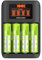 Ni-MH AA & AAA Battery Charger With USB Port and LCD screen includes 4 AA Rechargeable batteries 2300 mAh (NiMH Battery) of 100% PeakPower…