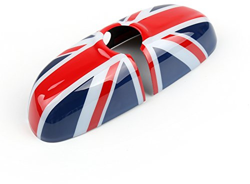 Areyourshop Union Jack Flag Rear View Mirror Cover For 2014-2018 B-M-W MINI Cooper F56 F55 Red&Blue(Auto Powerfolding only)