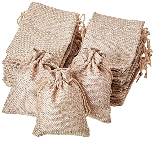 Daucin 50 Stück Baumwolle Säckchen mit Kordelzug, 9 x 12 cm Stoffsäckchen mit Zugband, Kleine Stoffbeutel für Weihnachten Kindergeburtstag Hochzeit Party und Weihnachten