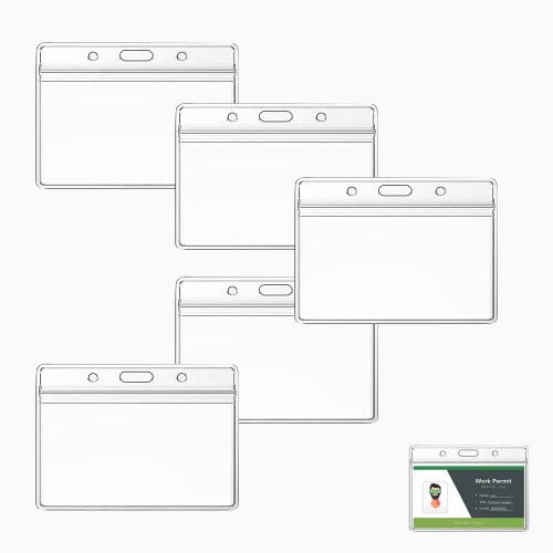 5 Pcs Kartenhüllen Transparent, ID Ausweishalter, Kartenhülle Namensschilder, für Studentenausweise, Business Ausstellung Karten, Visitenkarten, Buskarten