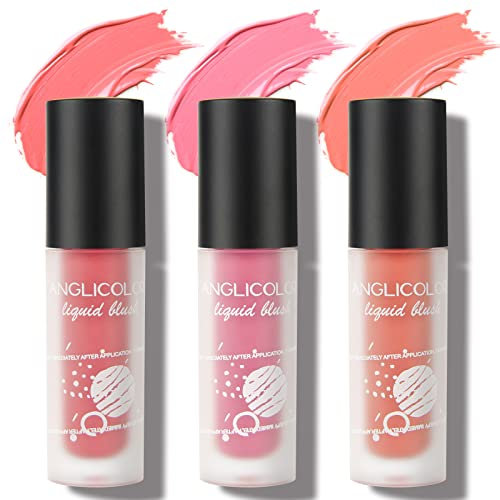 Anglicolor Blush Fard Liquido Make up Illumina Il Tono Della Pelle, Leggero, Aspetto Naturale, Liscio, Facile da Applicare (3PC, 20g)