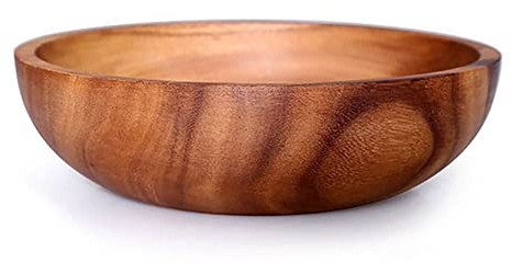 UPTALY Saladier Surdimensionné en Bois (26 cm x 7,5 cm), Ciselé d'une Pièce Entière, Bol Mélangeur Massif, Grand Bol de Service pour Salade, Fruits et Céréales