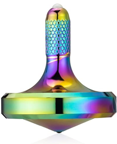Toupie en métal en Acier Inoxydable, Jouet de décompression EDC Bien conçu, Parfaitement équilibré et Roulant en Douceur, Aide à réduire Le Stress, l'anxiété (S/Iridescent)