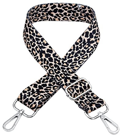 Verstellbarer 3.8cm Schultergurt,Leopard Breiter Taschengurt Schulterriemen Tragegurt Tasche Handtasche Trageriemen Längenr Gurt Verstellbar Mit Silber Karabiner Für Damen Mädchen,Tasche DIY Zubehör