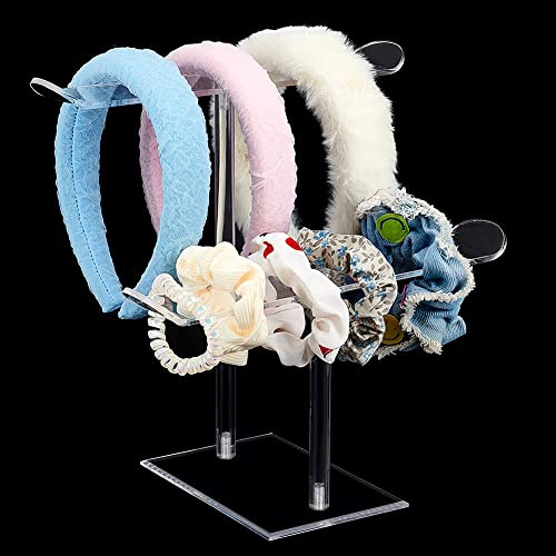 PandaHall 2 Stöckiger Acryl Stirnbandhalter Haargummi Halter In T Form Transparent Zum Organisieren von Haarbändern Scrunchie Halter Haarschmuck Organizer Schmuck Display Halter Ständer Für Frauen