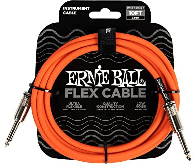 Ernie Ball Flex Instrument Cable Straight/Straight 10ft - Orange