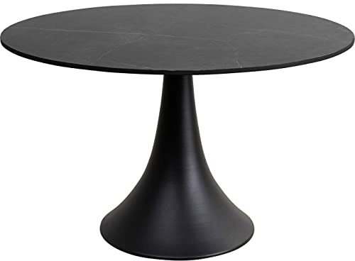 Kare Design Tisch Grande Possibilita, Schwarz, 110cm Durchmesser, 4 Personen, Indoor/Outdoor, Rund, Modernes Design, Wetterfest, Pflegeleicht, Balkon, Esszimmer, Keramik-Platte, 76x110x110 cm (H/B/T)