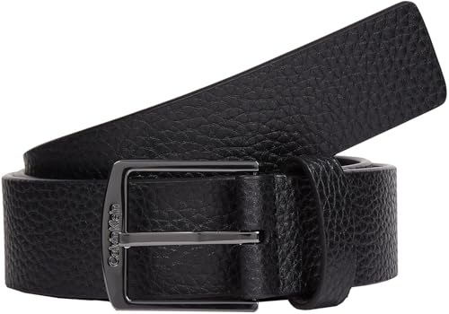 Calvin Klein Herren Gürtel Casual eckige Schnalle, Schwarz (Ck Black Pebble), 90 cm