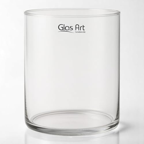 Glasvase Dekovase Klarglas Zylinder Deko-Glasbehälter Glas-Gefäß 15cm/20cm hoch Wohnzimmer (20x15 cm)