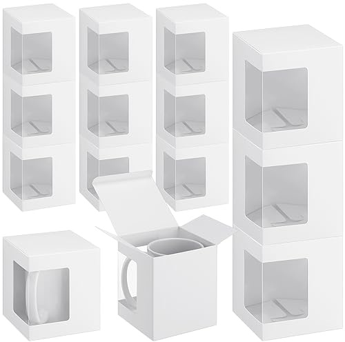 Harloon Tassen-Boxen für Geschenk-Kaffeetassen, Geschenkbox, transparente Verpackung, Geschenk für Rohlinge, Sublimation, 325 ml, 340 ml, 425 ml, Keramik, blanko, Kaffeetassen, Geschenkverpackung, 72