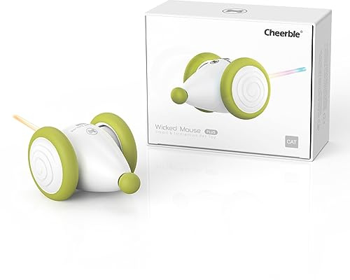 Cheerble Interaktives Katzenspielzeug Maus mit Automatischer Bewegung, Wicked Mouse Plus, Elektrische Kätzchen Spielzeuge für Wohnungskatzen, Wiederaufladbar, fit Katzen für Pfote & Köpfchen, Grün