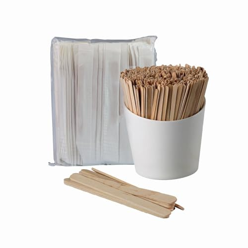 DETERMONDO 1000 Palette caffe monouso in legno di betulla imbustate singolarmente, palette caffè biodegradabili, compostabili e resistenti al calore - 10 confezioni da 100 pezzi (1000)