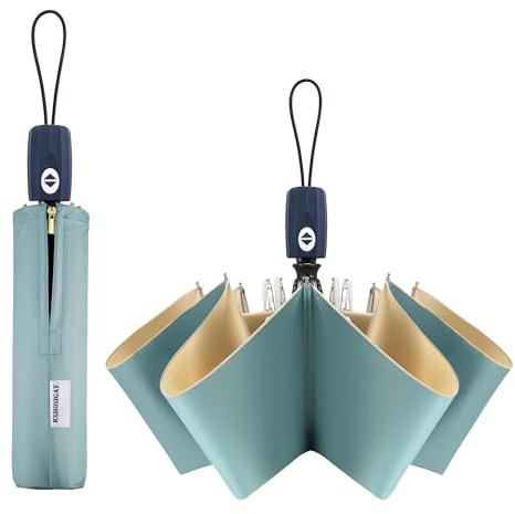 RXHOSIGAY Color Glue Coating Sun Umbrella UV Protection Compact Folding Windproof Parasols Travel Auto Open Close Blocking UV 99.98%