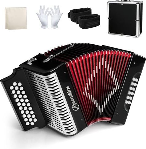 Akkordeon, 31 Tasten, 12 Bass, GCF für Erwachsene, Anfänger, Darsteller, Lehrer (schwarz) | Premium-Sound, Anfängerfreundlich, Multi-Genre, langlebig, ergonomische Tasten