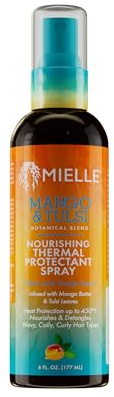 Mielle Organics Nourishing Thermal Heat Protectant Spray - Heat Protection Spray for Hair to Detangle, Nourish & Protect - Shields Hair from Blow Outs & Styling Tools (6 Fl Oz)