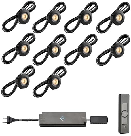 Hamulight LED Einbaustrahler Terrassenüberdachung Pals Schwarz ab mit Fernbedienung | Wintergarten Beleuchtung - Einbauleuchten - Terrassendach | 3W - Dimmbar - Warmweiß | Set mit 10 Stück