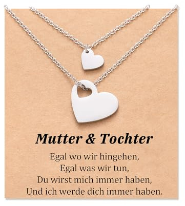 Aunis Mutter Tochter passendes 2/3 Set Herz Halskette, Schmuck, Geschenke für Mutter und Tochter