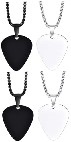 Toyvian 4stücke Teiliges Gitarren-pick -halskette Aus Edelstahl Für Männer Und Frauen Modisches Schmuckset Für Musikliebhaber Langlebig Und Dekorativ Perfektes Für Rockmusik-fans