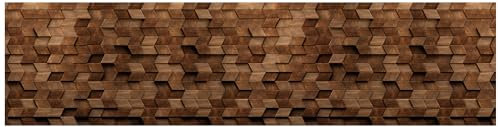 wandmotiv24 Fototapete panorama Geometrisches Holzmuster, selbstklebende Strukturtapete 260g - Klein (200x50cm) Holz, Muster, braun, Maserung, Textur M0093