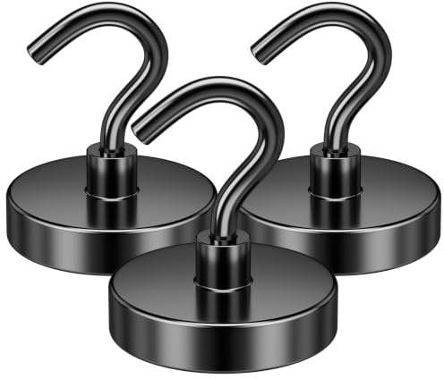FINDMAG Magnethaken Extra Stark 30 kg, 3 Stück, Magnetische Haken | Neodym Magnet Haken für Camping, Kreuzfahrt, Küche, Werkstatt, Garage, Spind, Grill, Wohnmobil und Organisation