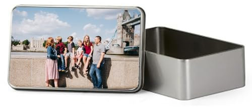Getagift Personalised with Your Photos/Multi Photo Printed Collage, Memorable Gift Ideas for Family, Friends, Birthday, Rectangular shaped portable metal tin storage box. (1 Photo)