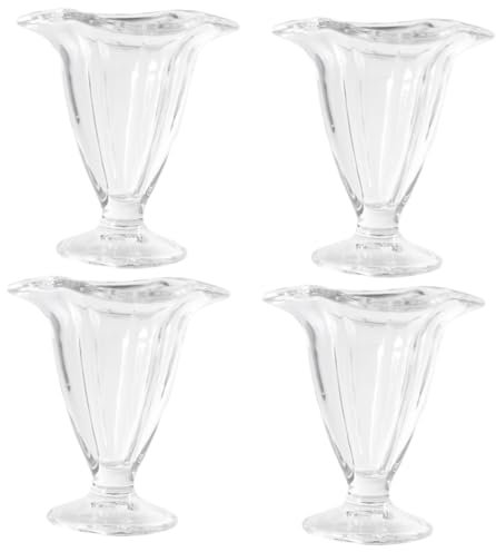 DARANCA Cuencos for helado, cuenco for postre de frutas, 4 piezas de cuencos for helado, cuenco con base for helado, copa de helado transparente, cuenco for pudín transparente, cuenco for postre