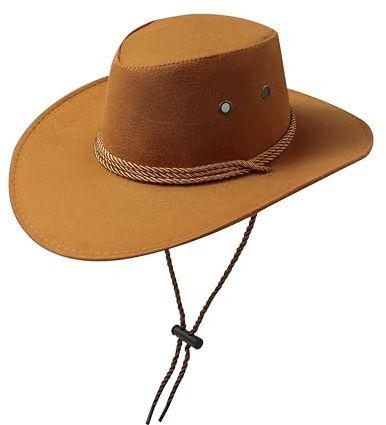 Komonee Cowboy Hat Western Sun Cap Faux Felt Leather Suede Fancy Dress Party Costume Outfit Travel Outdoor Sun Protection Mens Womens