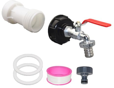 Anlising Robinet de Cuve 1000L - Adaptateur de Réservoir en Alliage, IBC Connecteur à Filetage et Raccord pour Tuyau D'Arrosage, Récupérateur Eau De Pluie