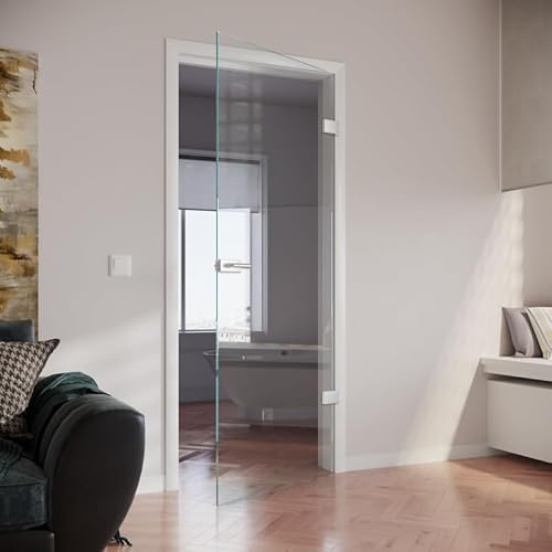 Glasdrehtür Claro – Maßgeschneiderte Glastür aus ESG Sicherheitsglas (Weißglas 8 mm, Breite x Höhe: 959 mm x 2097 mm)