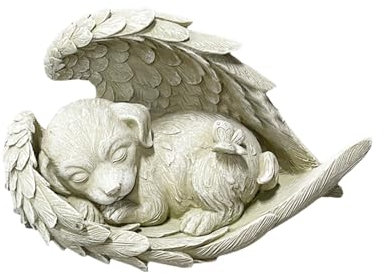 YUZHEDM 11.5cmX8cm Statue Pierre Commémorative pour Animaux de Compagnie Décorer Statue Commémorative D’Ange Chien Résine Pierre Tombale de Chien pour Animaux Statue pour Honorer Un Animal Chéri