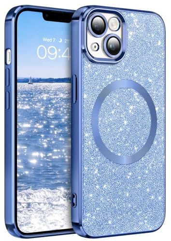 GaoBao für iPhone 13 Hülle Glitzer, Handyhülle iPhone 13 Glitzer für MagSafe, Keine Vergilbung, Kratzfeste, Dünn Weiches TPU Stoßfeste Ganzkörperschutz Schutzhülle für 6.1 Case, Blau