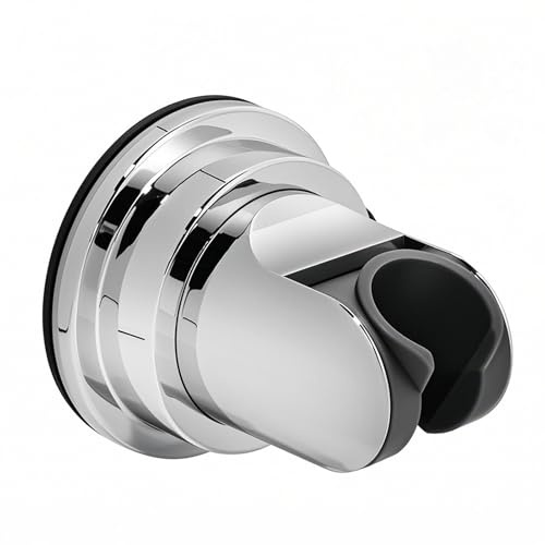 Handheld Shower Head Holder with Enhanced Suction Cup - Relocatable - 4 Angles Adjustable - 90° Downward - Bathroom Wall Mount Shower Wand Holder (Polished Chrome)