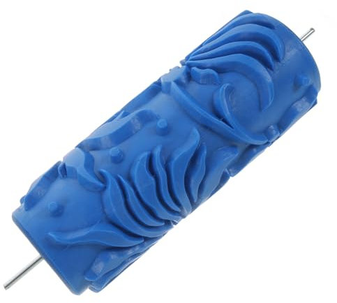 jojofuny 5-inch Patterned Rubber Paint Roller for Wall Decoration Embossing Texture Painting Tool Handle Grain Painting Roller for DIY Home Wall Art and Decorative