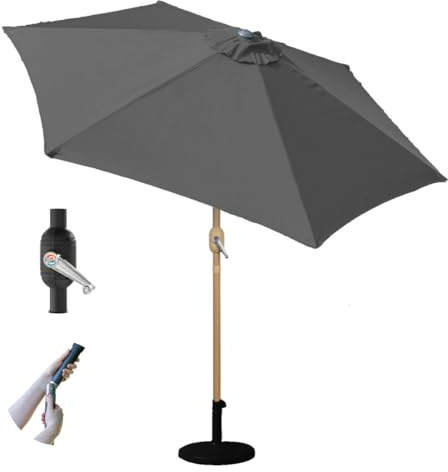 GardenKraft 2.7m Garden Parasol, Large Outdoor Sun Umbrella, Charcoal