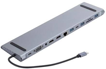 zuousxbs Adaptador Estación Acoplamiento USB C Multiports con Carga Rápida RJ45 RJ45 100/10Mbps Lectores Tarjetas Puerto para Computadoras Portátiles
