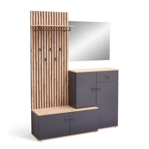 FYNN Flurgarderoben Set Anthrazit Artisan Eiche Optik Kompaktgarderobe